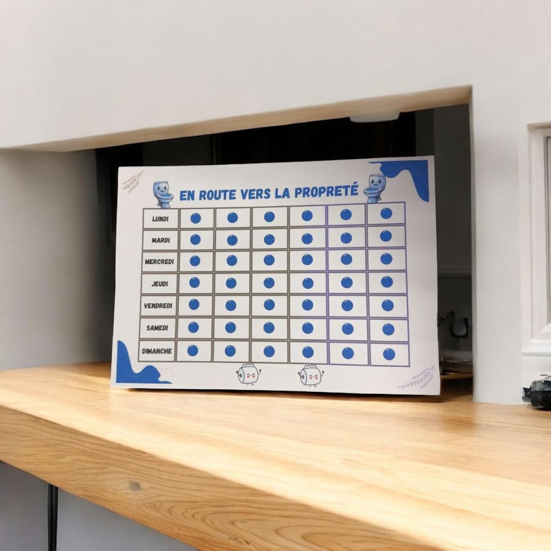 Tableau de propreté a imprimer - DISPONIBLE VERSION FILLE (ROSE)